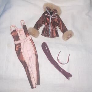 Vtg My Scene Chillin Out Barbie Collection 2003 Brown Pink Coat Snowpants Scarf